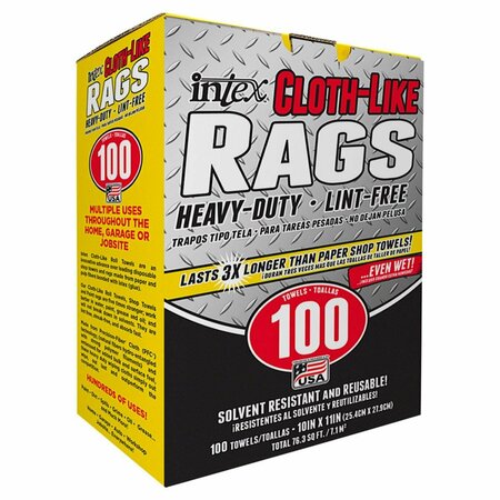 INTEX 10 x 11 in. Cloth-Like Fiber Blend Wiping Rags, 100PK IN7907